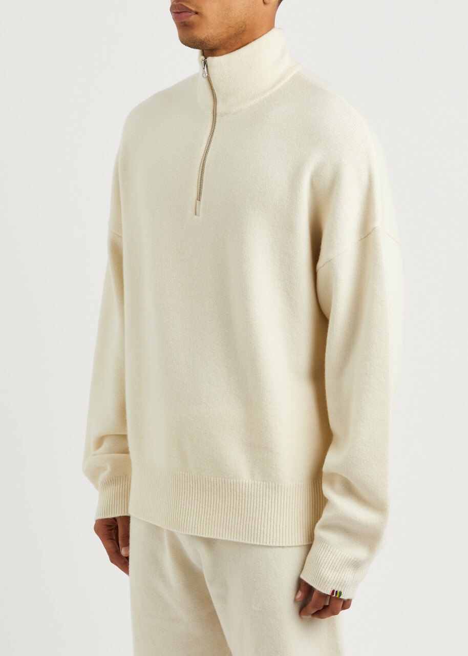 Extreme Cashmere N°235 Hike Half-zip Cashmere-blend Jumper - Cream - One Size