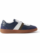 Salvatore Ferragamo - Garda Webbing-Trimmed Suede and Leather Sneakers - Blue