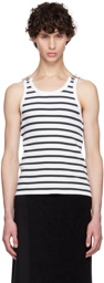 Jean Paul Gaultier White & Navy 'The Strapped Marinière' Tank Top