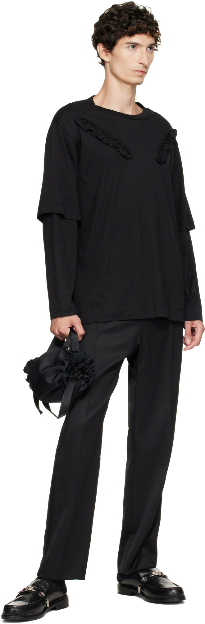 Simone Rocha Black Mini Double Ribbon Rosette Bag