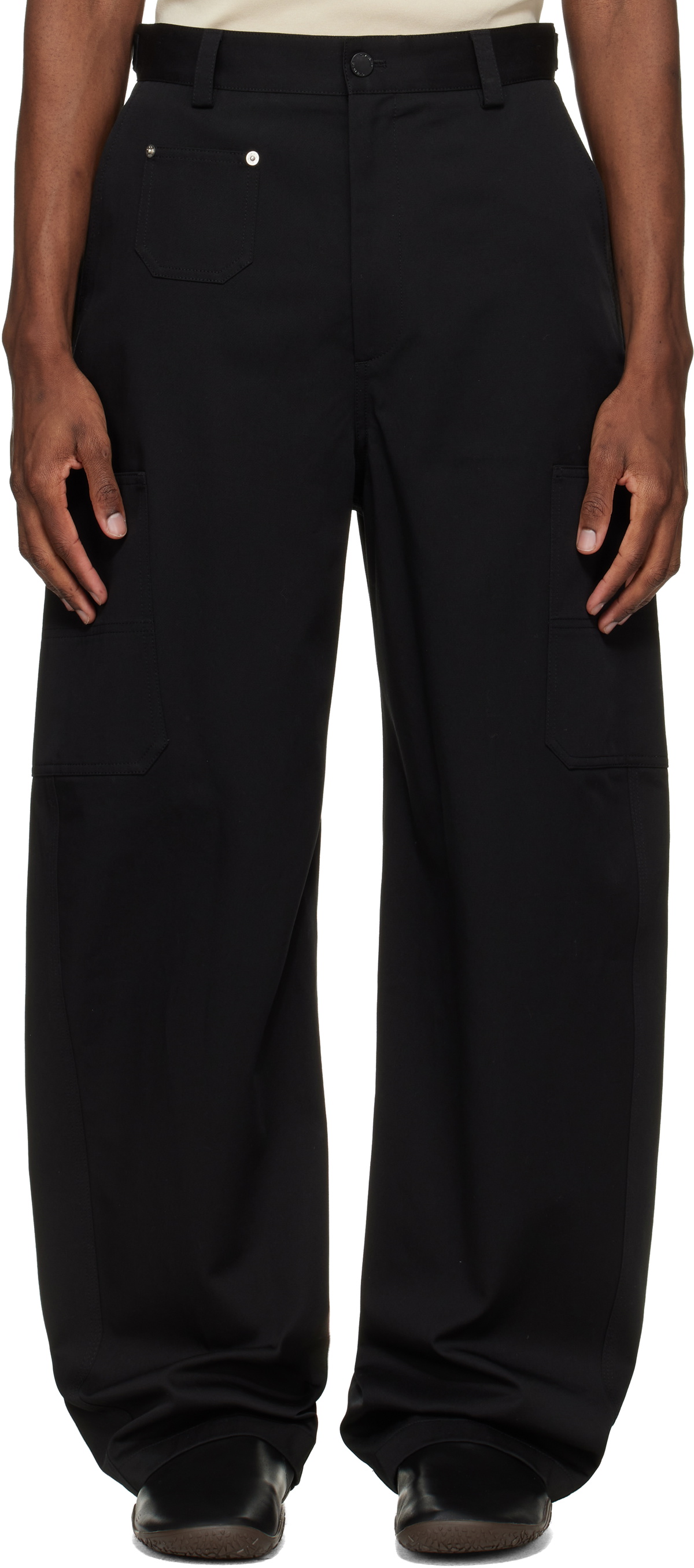 Givenchy Black Embroidered 'GIVENCHY Paris' Couture Seam Trousers