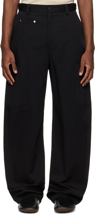 Photo: Givenchy Black Embroidered 'GIVENCHY Paris' Couture Seam Trousers