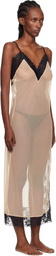 Yasmine Eslami Beige & Black Annabelle Satin Slip Maxi Dress