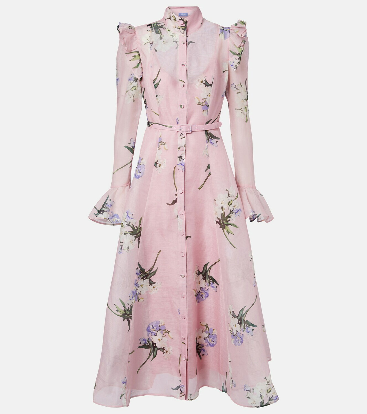 Leo Lin Katrina floral linen and silk midi dress