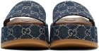 Gucci Blue Denim Platform Slide Sandals