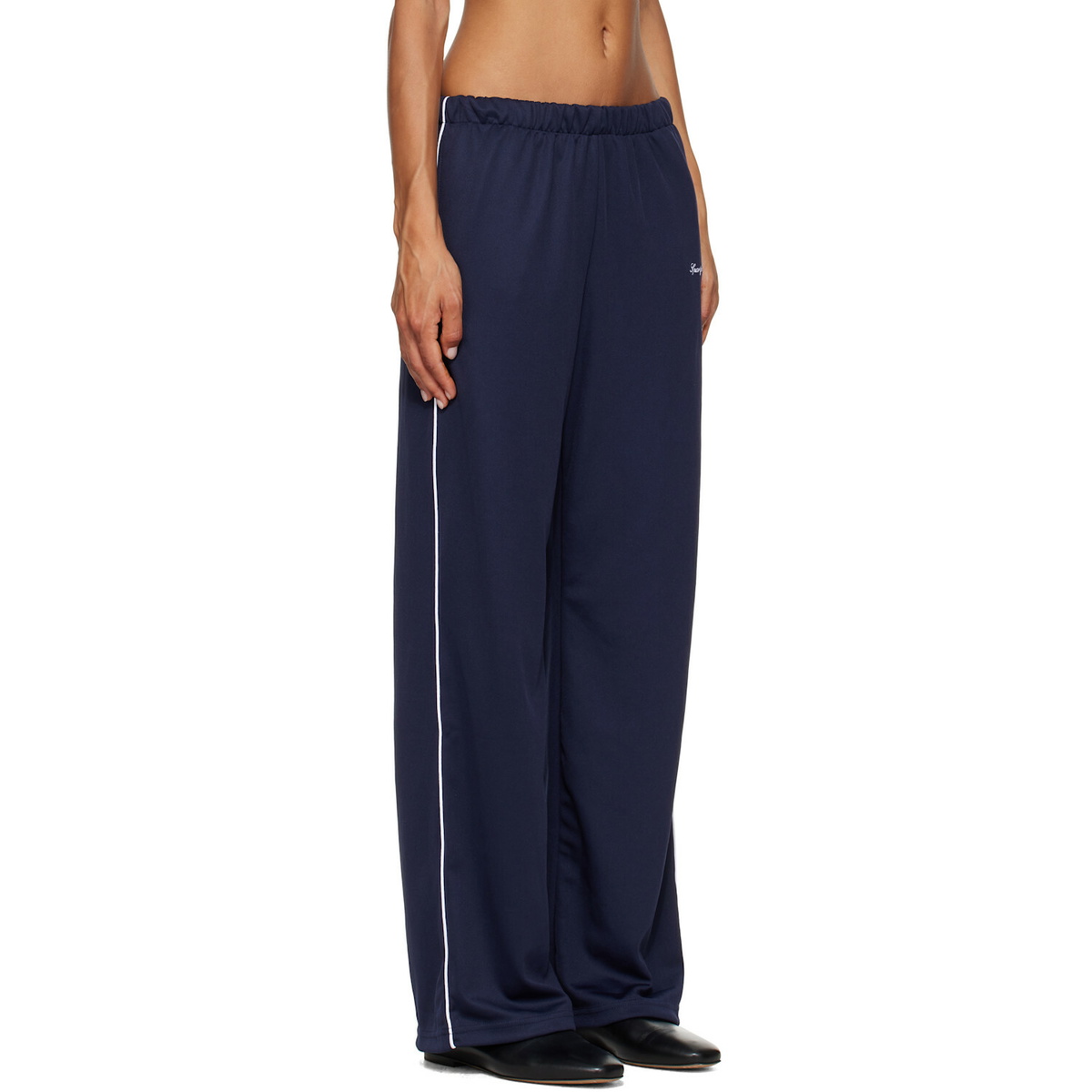 Sporty & Rich Navy Signature Logo Retro Track Pants