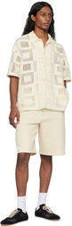 Solid Homme Off-White Cotton Twill Shorts