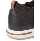 Loro Piana - 360 Flexy Walk Leather-Trimmed Knitted Wool Sneakers - Black