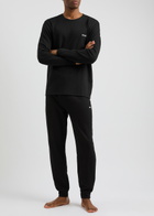 Boss Logo Waffle-knit Cotton-blend Pyjama top Black