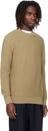 BOSS Beige Cotton Knitted Structure Sweater