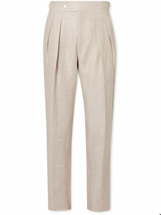 Photo: Richard James - Tapered Pleated Linen-Twill Trousers - Neutrals