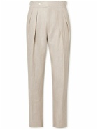 Richard James - Tapered Pleated Linen-Twill Trousers - Neutrals