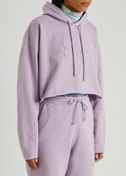 Ganni Isoli Hooded Cropped Cotton Sweatshirt Lilac