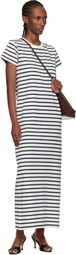 ANINE BING Off-White & Navy Wynne Stripe Midi Dress