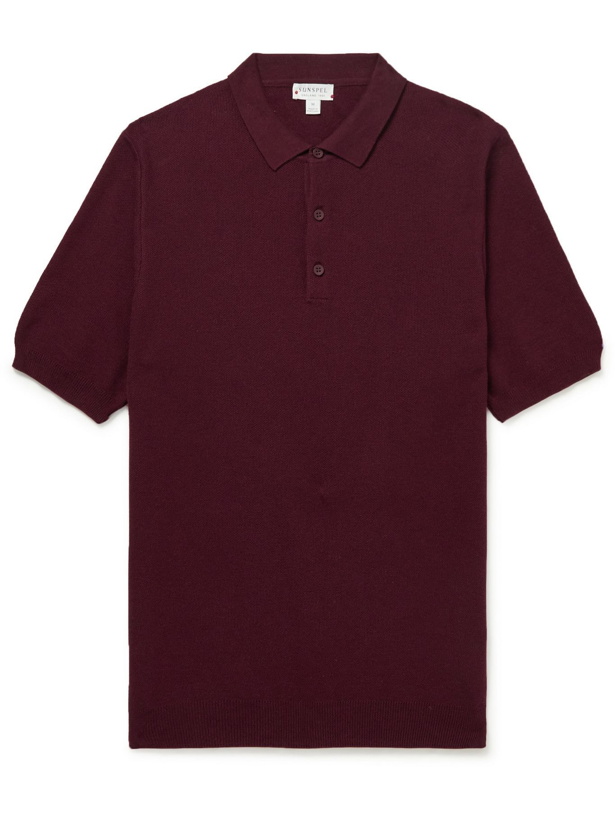 Photo: SUNSPEL - Slim-Fit Cotton-Piqué Polo Shirt - Red