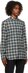 Isaia Navy Check Pattern Shirt