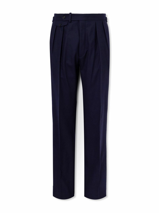 Photo: Ralph Lauren Purple label - Gregory Straight-Leg Pleated Wool-Twill Trousers - Blue