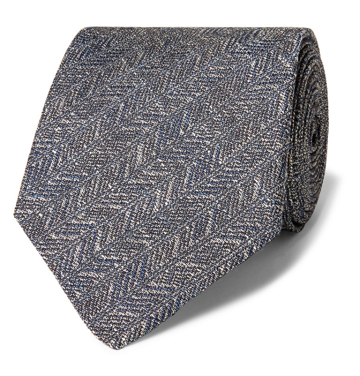 Photo: Favourbrook - Culcross 8.5cm Linen-Jacquard Tie - Blue