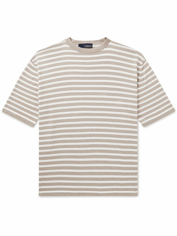 Photo: Lardini - Striped Cotton-Jersey T-Shirt - Neutrals