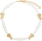 Casablanca Gold & White Gradient Faux-Pearl Column Necklace
