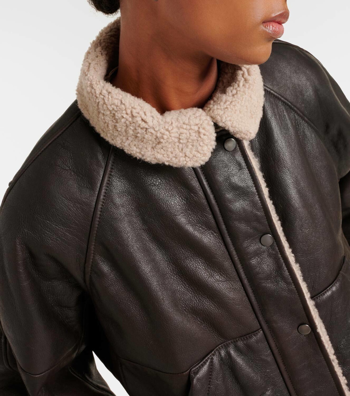 Brunello Cucinelli Shearling-lined leather jacket