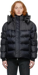 Giorgio Armani Navy & White Neve Down Paneled Coat