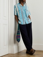 Monitaly - 50s Milano Camp-Collar Cotton-Jacquard Shirt - Blue