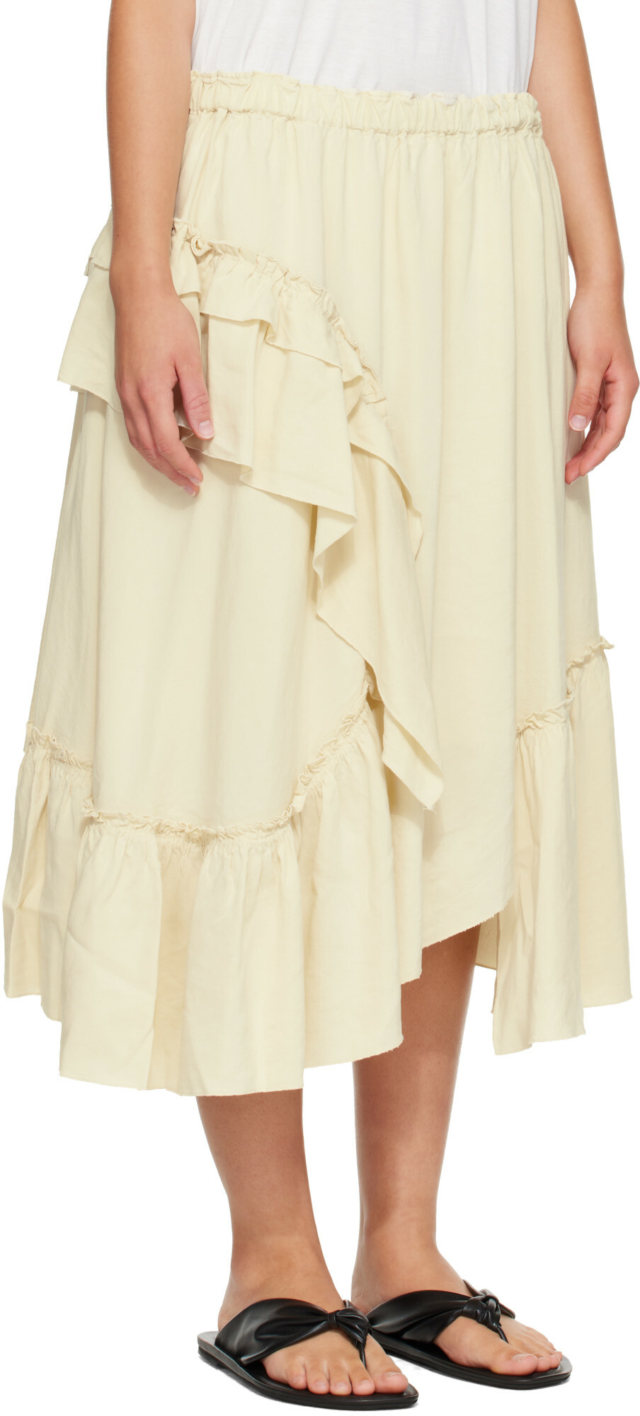 YMC Yellow Draped Midi Skirt