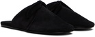 MARIE ADAM-LEENAERDT Black Bow Suede Slippers