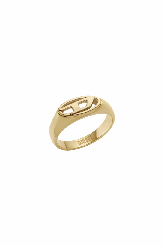 Photo: Diesel Gold-Tone Stainless Steel Signet Ring - Rings - Unisex - Gold