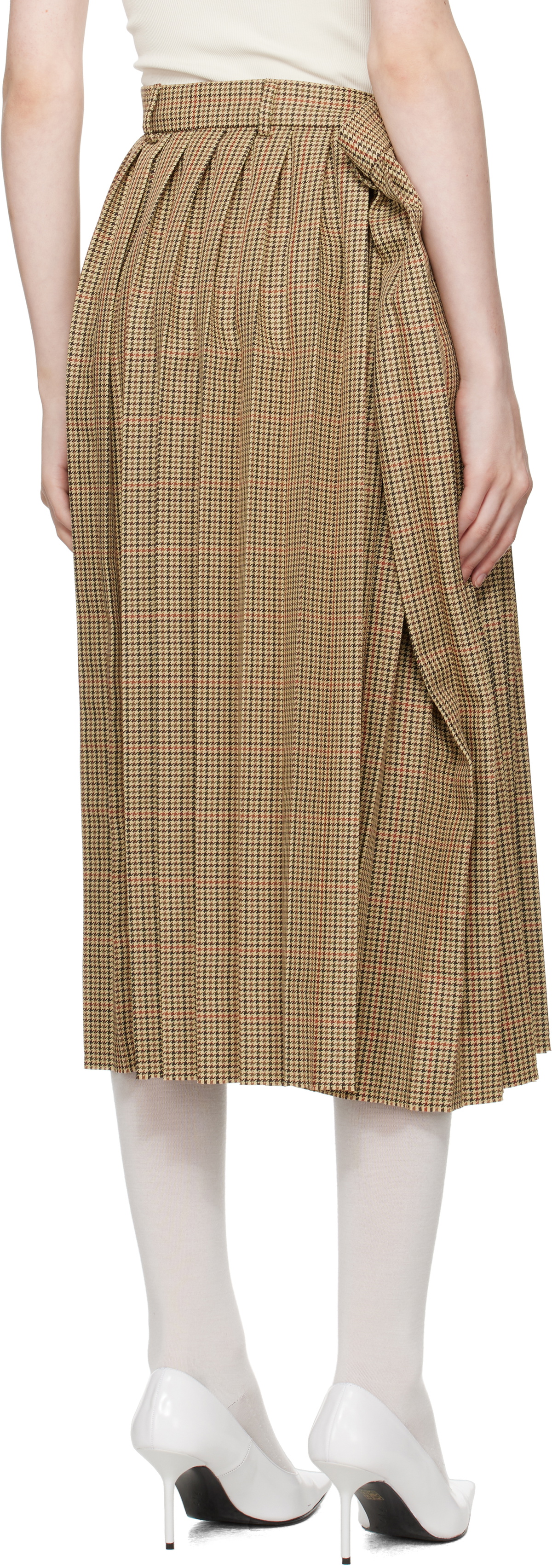 MARIE ADAM-LEENAERDT Beige Pleated Midi Skirt