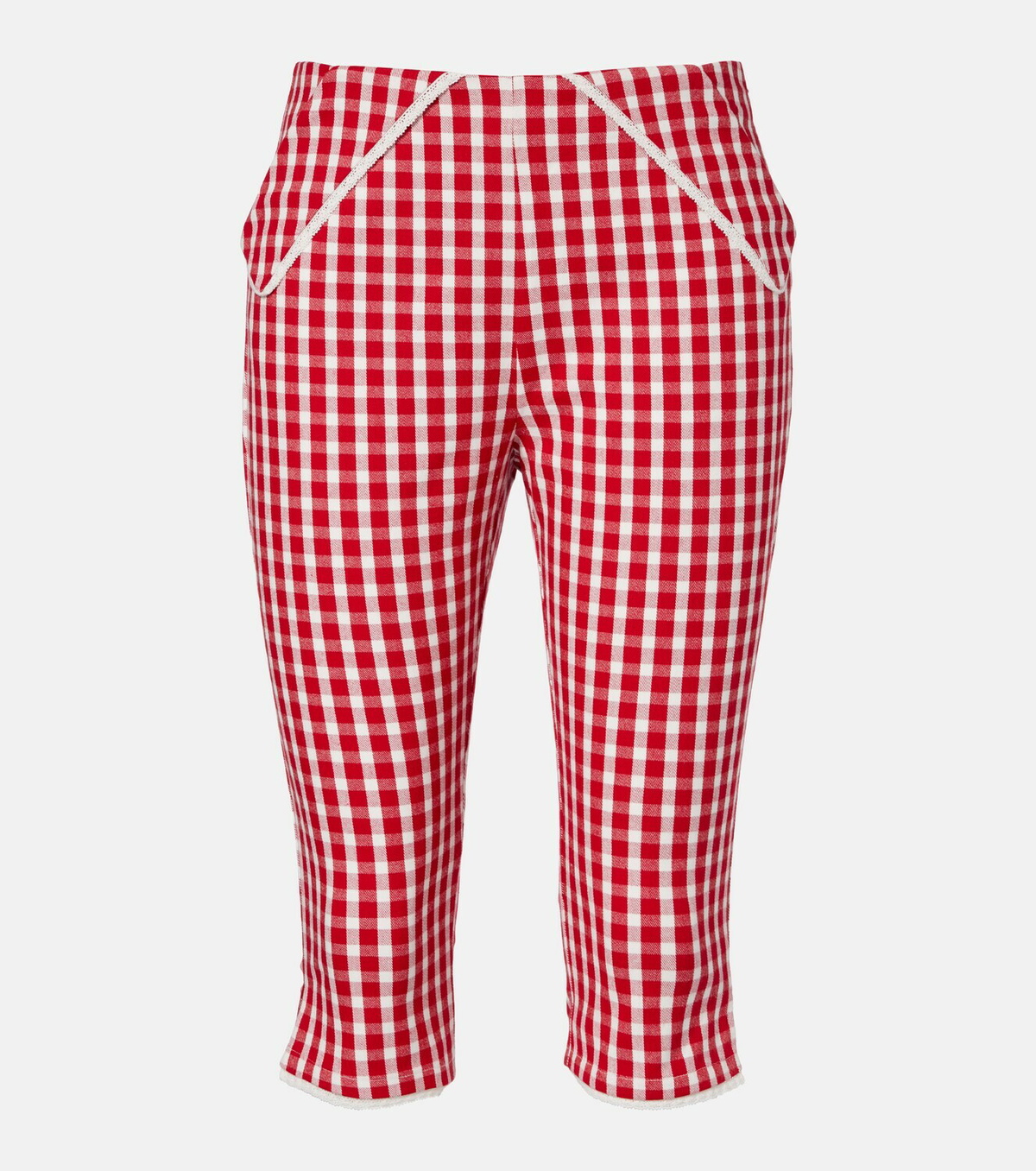 Posse Ebony gingham lace-trimmed cotton-blend capri pants