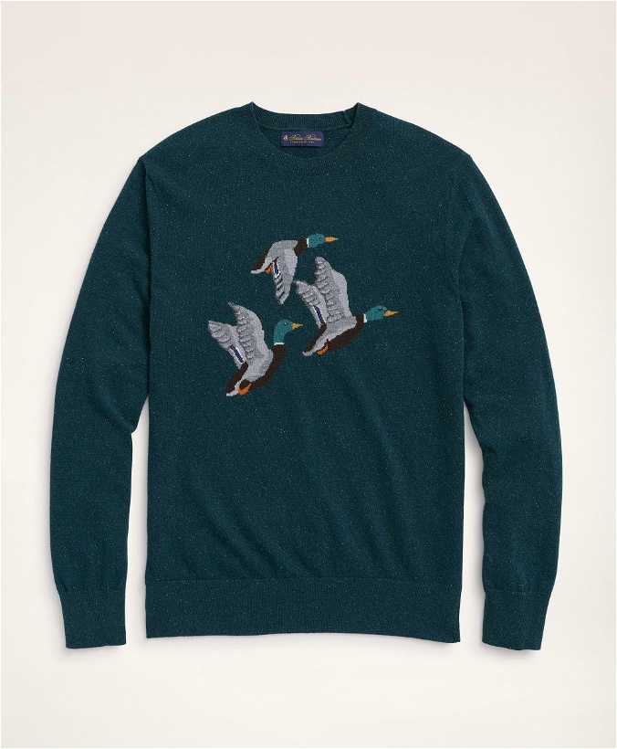 Photo: Brooks Brothers Men's Merino-Silk-Cashmere Duck Intarsia Sweater | Green