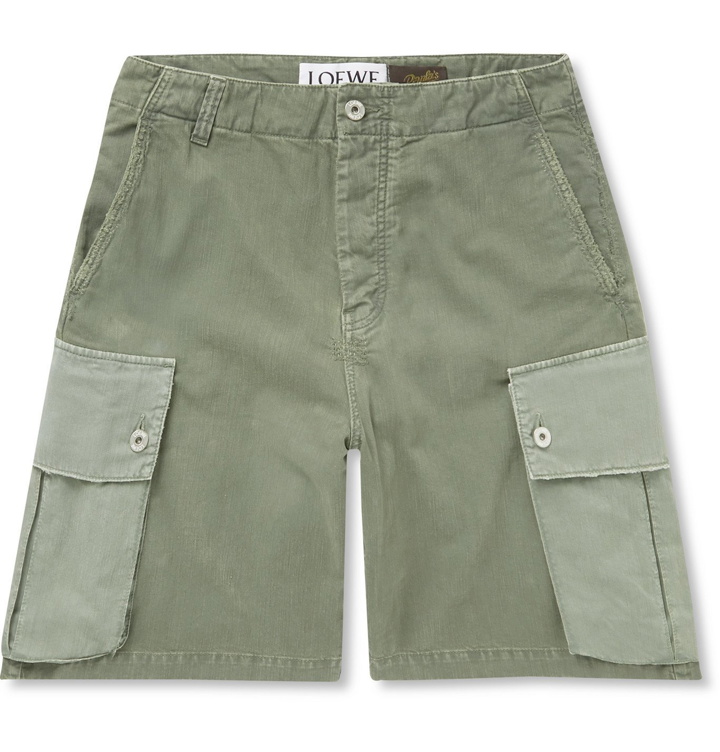 Photo: Loewe - Paula's Ibiza Colour-Block Wide-Leg Cotton Cargo Shorts - Green