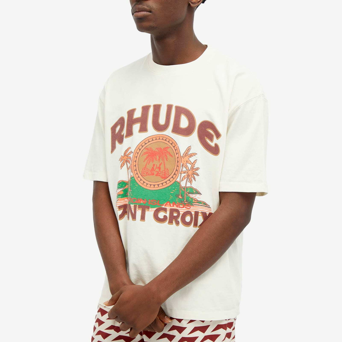 Rhude Men's Saint Croix T-Shirt in Vtg White Rhude