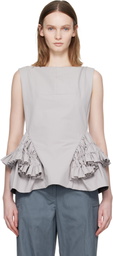 Dries Van Noten Gray Ruffled Top