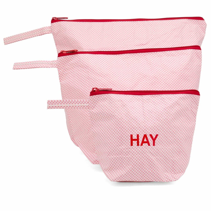 Photo: HAY Candy Mono Wash Bag - Wash Set of 3 in Light Pink 