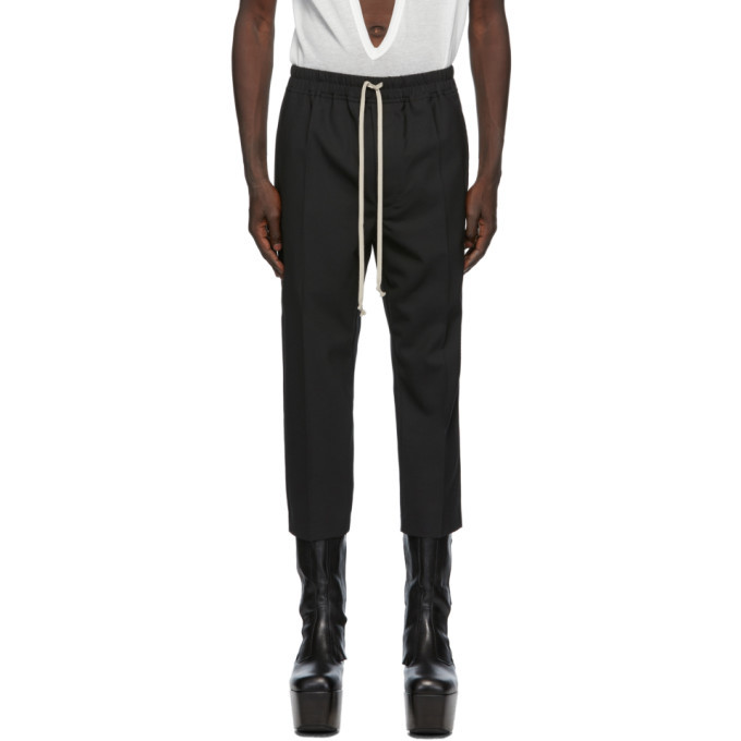 Rick Owens Black Drawstring Slim Astaires Cropped Trousers Rick Owens