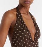 Oséree Lumière polka-dot halterneck maxi dress