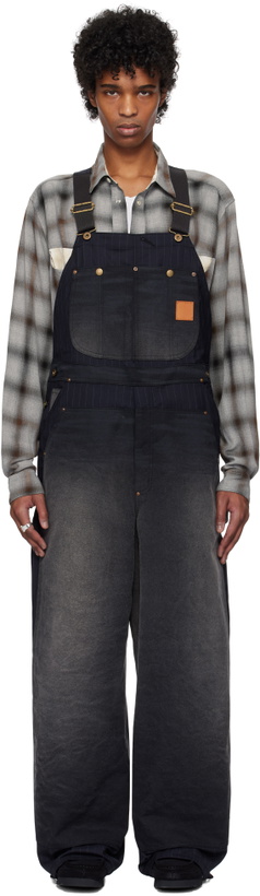 Photo: Khoki Black Vintage-Effect Work Overalls