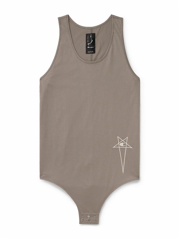 Photo: Rick Owens - Champion Embroidered Organic Cotton-Jersey Tank Top - Brown
