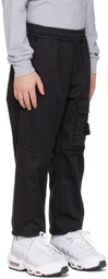 Stone Island Junior Kids Black Garment-Dyed Cargo Pants