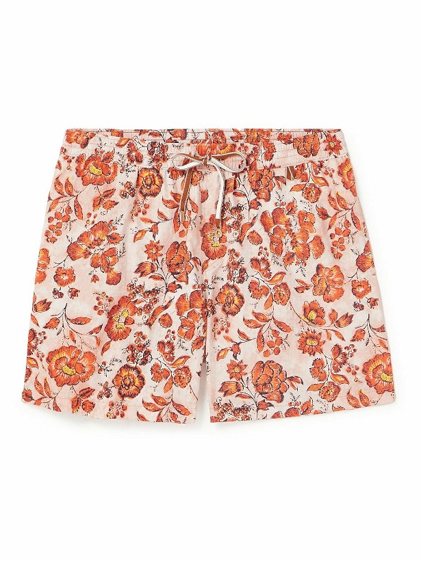 Photo: Loro Piana - Straight-Leg Mid-Length Floral-Print Swim Shorts - Orange