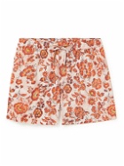 Loro Piana - Straight-Leg Mid-Length Floral-Print Swim Shorts - Orange