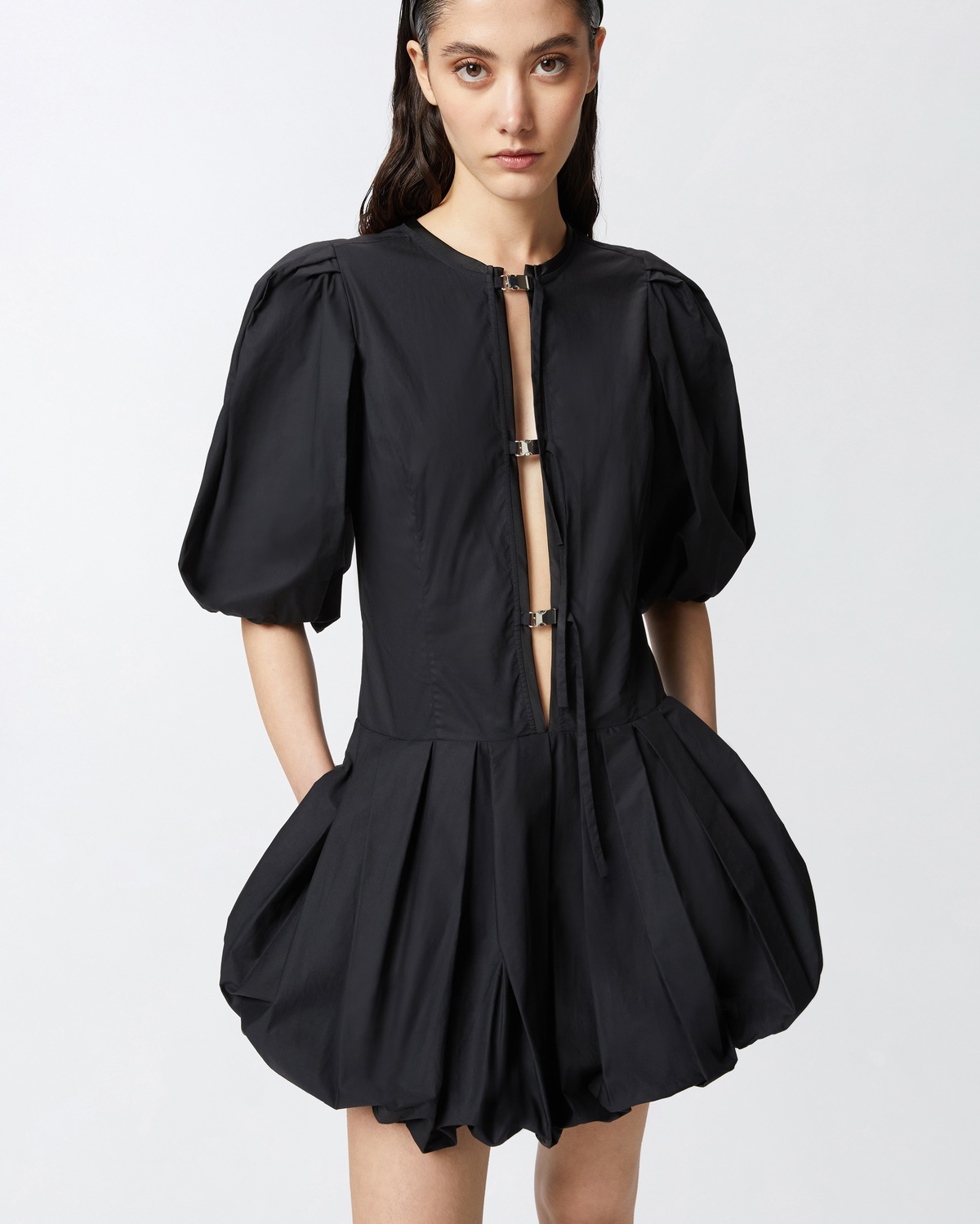 Pinko Short Dress With Balloon Skirt Limo Black Pinko Pinko Short Dress With Balloon Skirt Limo Black Pinko