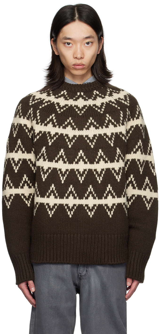 AFTER PRAY Brown Jacquard Sweater
