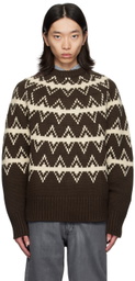 AFTER PRAY Brown Jacquard Sweater