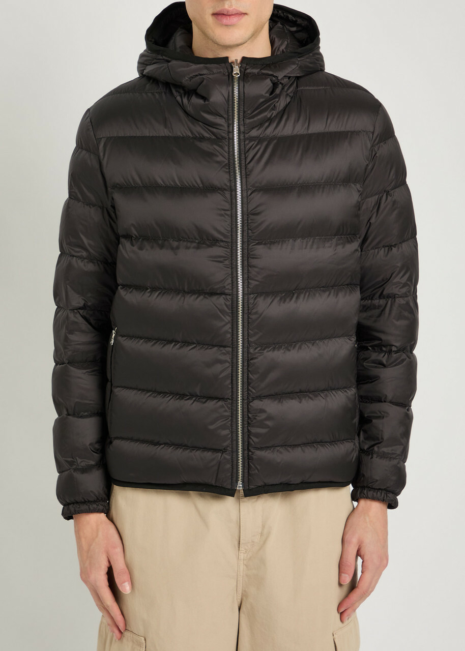 Ten C Padded Hooded Nylon Jacket Dark Grey