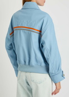 AN-Y1 Cargo Bomber Logo-embossed Leather Bomber Jacket Light Blue
