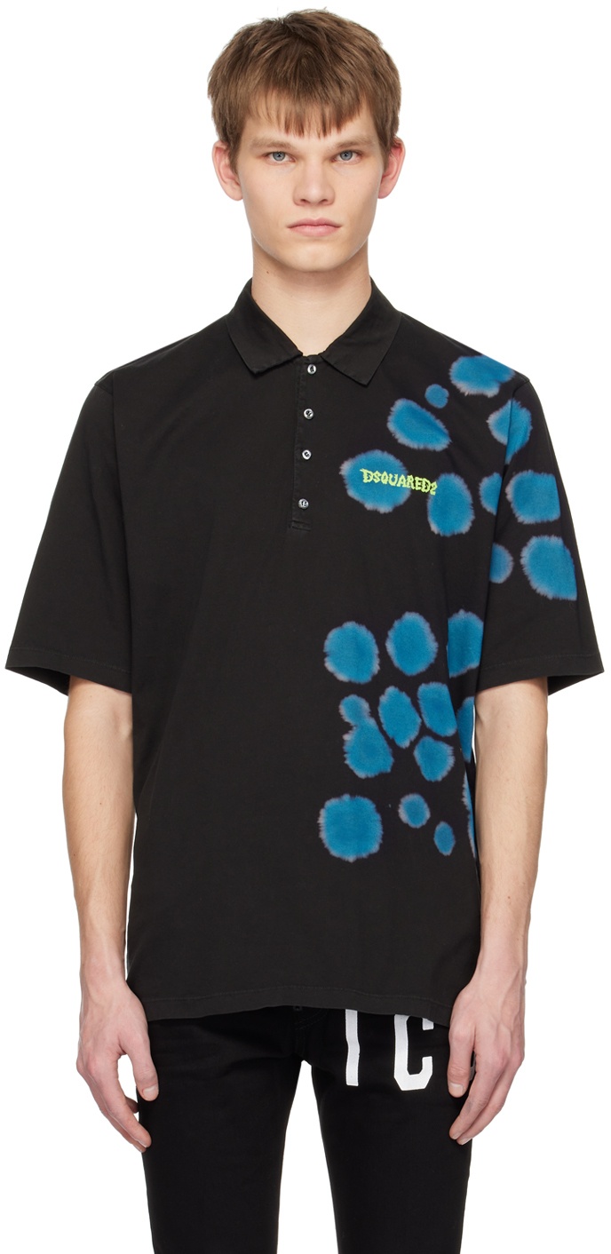 Photo: Dsquared2 Black Goth Tie & Dyed Skater Polo